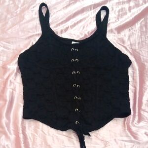 Black Lace-Up Women's Top